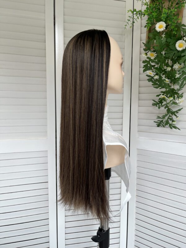 #4/8 Brown uniform length Straight hair high light wig 24inch