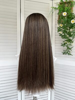 #4/8 Brown uniform length Straight hair high light wig 24inch