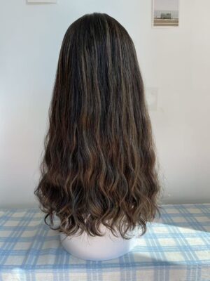 #4/8E brown high light uniform length wave wig 20inch