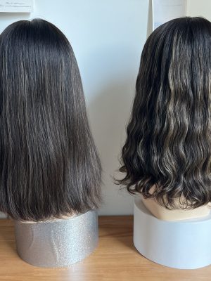 #4/8 Brown high light Straight hair wig and wave wig 16inch